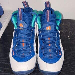 Nike Kids Blue, White & Teal Sneakers with Orange Accents